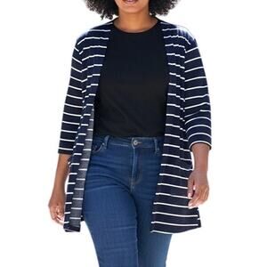 Catherines Suprima Collection Topper Womens Size 26/28 Navy Striped Open Jacket